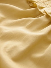 Yellow Frill Sleeve Lace Insert Summer 100% Cotton Blouse - Image 6 of 6