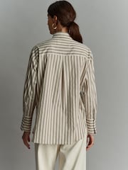 Green/White Stripe Long Sleeve Iridescent Sequin Shirt - Image 2 of 8