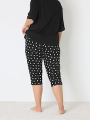 Yours Curve Black Polka Dot Cropped Pyjamas - Image 3 of 5