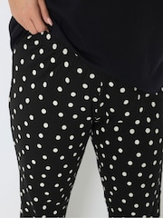 Yours Curve Black Polka Dot Cropped Pyjamas - Image 4 of 5