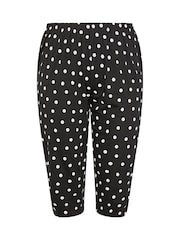 Yours Curve Black Polka Dot Cropped Pyjamas - Image 5 of 5