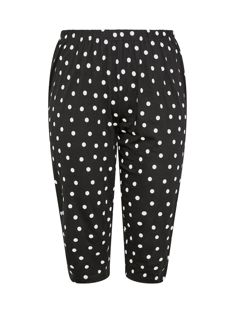 Yours Curve Black Polka Dot Cropped Pyjamas - Image 5 of 5 Yours Curve Black Polka Dot Cropped Pyjamas - Image 5 of 5