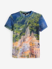 Multi Scenic Print Short Sleeve Mesh Top - Image 2 of 5