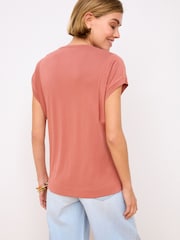 Rose Pink Premium Modal Rich Short Sleeve Scoop Neck T-Shirt - Image 4 of 7