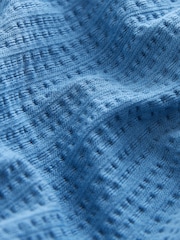 Blue 100% Cotton Lace Trim Flutter Sleeve Summer Holiday Top - Image 5 of 5