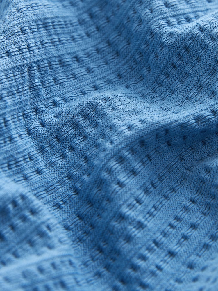 Blue 100% Cotton Lace Trim Flutter Sleeve Summer Holiday Top - Image 5 of 5