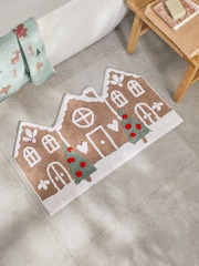 Brown Christmas Gingerbread House 100% Cotton Bath Mat - Image 2 of 4