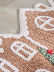 Brown Christmas Gingerbread House 100% Cotton Bath Mat - Image 3 of 4