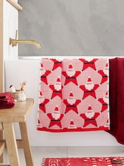Red Santa Star Christmas 100% Cotton Towels - Image 1 of 2