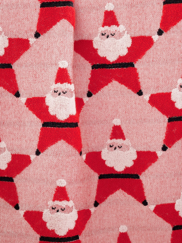 Red Santa Star Christmas 100% Cotton Towels - Image 2 of 2