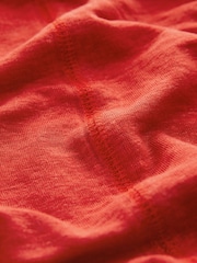 Red Slim Fit Premium 100% Linen Crew Neck Short Sleeve T-Shirt - Image 6 of 6