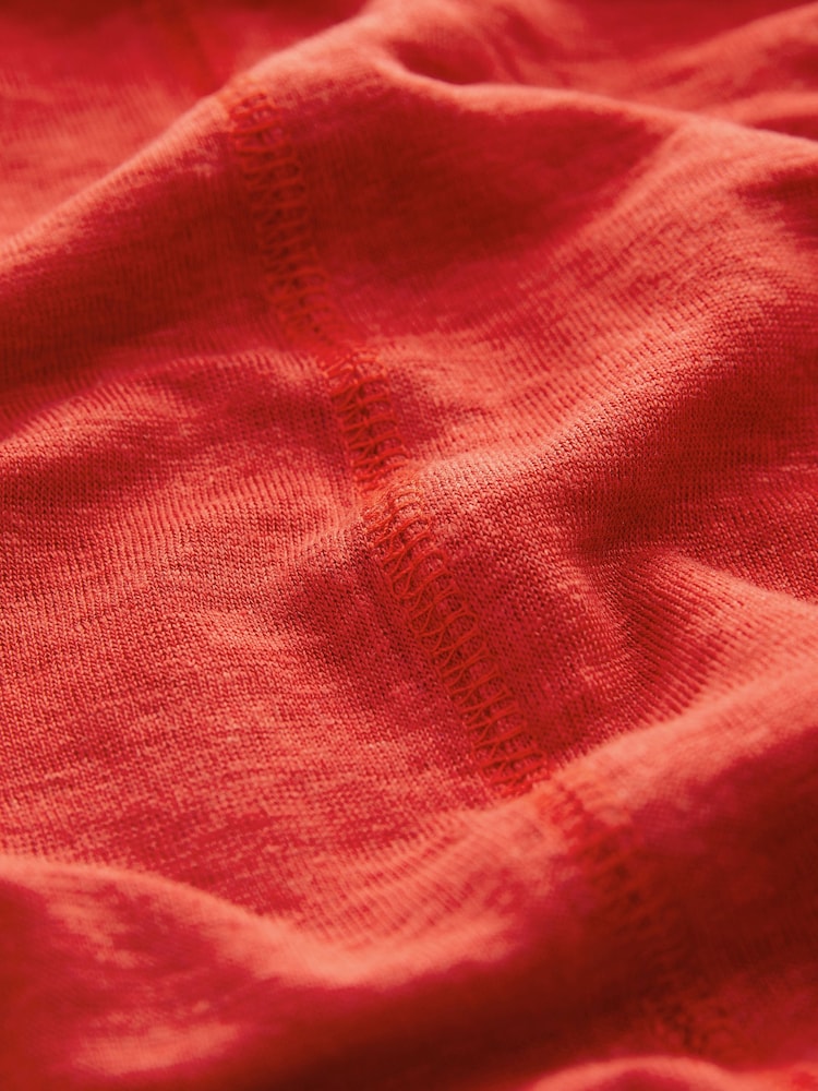Red Slim Fit Premium 100% Linen Crew Neck Short Sleeve T-Shirt - Image 6 of 6