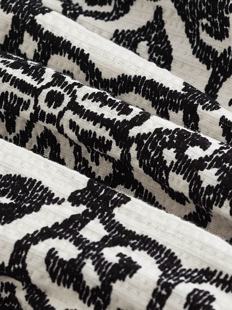 Black/White 100% Cotton Bardot Puff Sleeve Blouse - Image 7 of 7