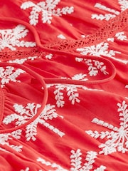 Bright Red Broderie Sleeveless 100% Cotton Tie Top - Image 6 of 6