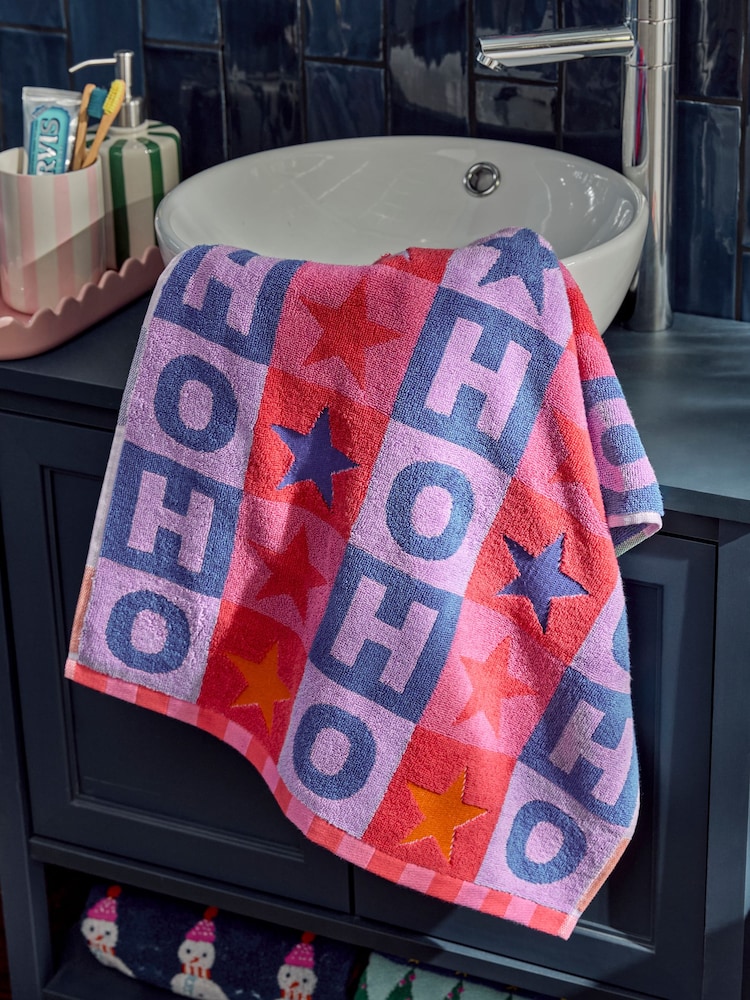 Multi Christmas Slogan 100% Cotton Hand Towel - Image 1 of 3