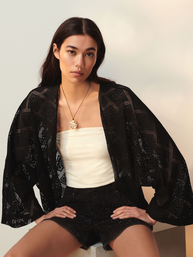 Black Crochet Summer Cardigan - Image 1 of 5