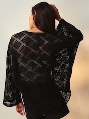 Black Crochet Summer Cardigan - Image 2 of 5