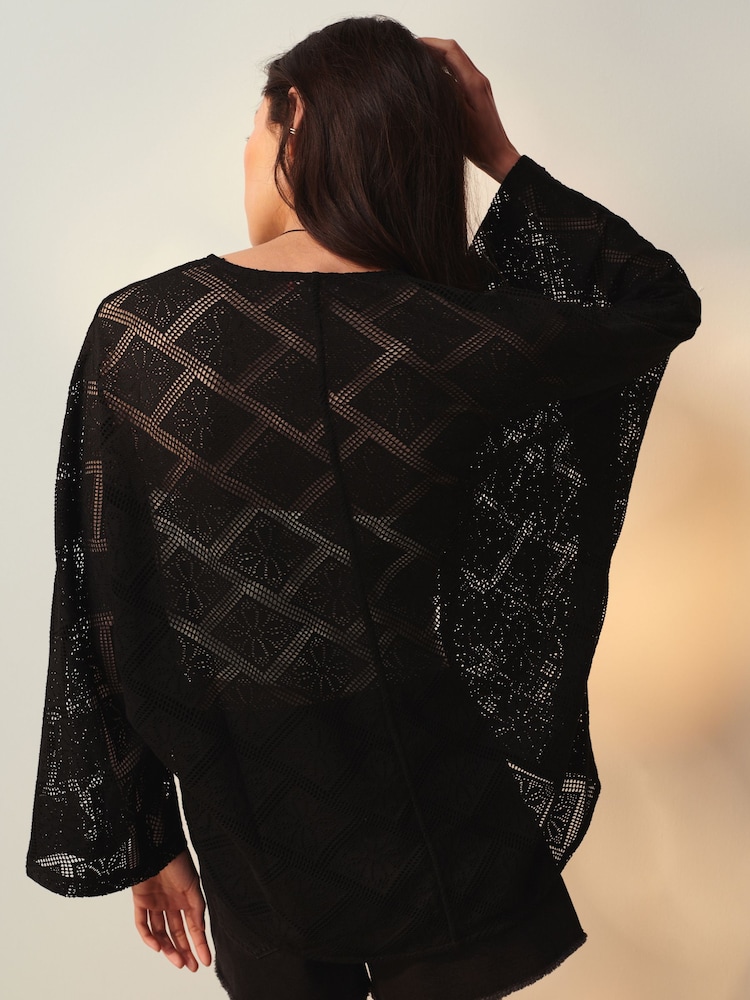 Black Crochet Summer Cardigan - Image 2 of 5