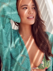Teal Blue Crochet Summer Cardigan - Image 4 of 6