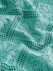 Teal Blue Crochet Summer Cardigan - Image 6 of 6