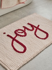 Natural Cream Christmas Joy Slogan Plush Bobble Bath Mat - Image 2 of 4