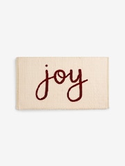 Natural Cream Christmas Joy Slogan Plush Bobble Bath Mat - Image 4 of 4