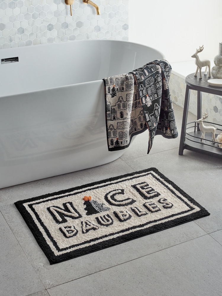 سجادة حمام من القطن 100% أحادية بشعار عيد الميلاد - صورة 1 من 1