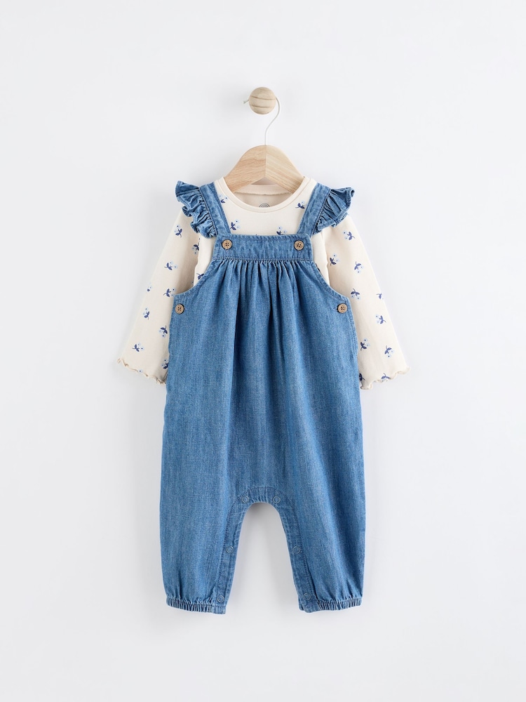 Denim - Zestaw niemowlęcy z ogrodniczkami i body z długim rękawem (0 mies. – 2 lata) - Image 4 of 12