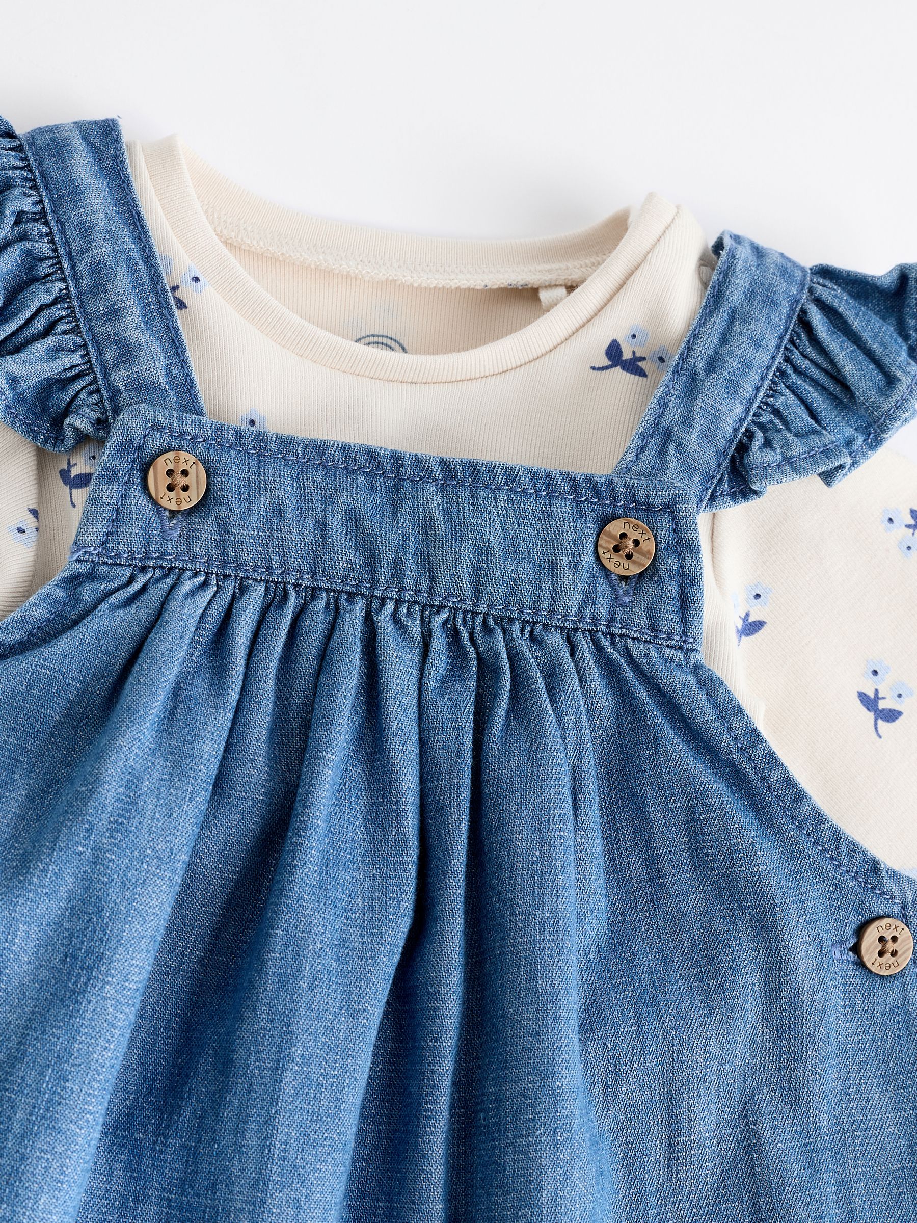 Buy Denim Baby Dungaree and Long Sleeve Bodysuit Set (0mths