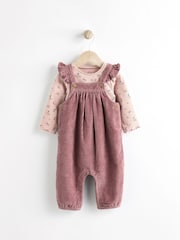Pink Corduroy Baby Dungaree and Long Sleeve Bodysuit Set (0mths-2yrs) - Image 1 of 12