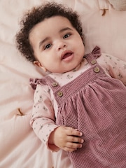 Pink Corduroy Baby Dungaree and Long Sleeve Bodysuit Set (0mths-2yrs) - Image 4 of 12