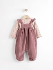 Pink Corduroy Baby Dungaree and Long Sleeve Bodysuit Set (0mths-2yrs) - Image 5 of 12