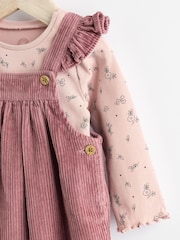 Pink Corduroy Baby Dungaree and Long Sleeve Bodysuit Set (0mths-2yrs) - Image 7 of 12