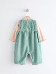Teal Blue Corduroy Wide Leg Baby Dungarees & Long Sleeve Bodysuit Set (0mths-2yrs) - Image 2 of 9