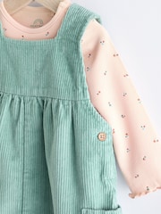 Teal Blue Corduroy Wide Leg Baby Dungarees & Long Sleeve Bodysuit Set (0mths-2yrs) - Image 4 of 9