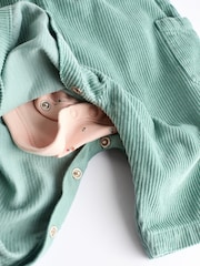 Teal Blue Corduroy Wide Leg Baby Dungarees & Long Sleeve Bodysuit Set (0mths-2yrs) - Image 8 of 9