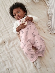 Pink Leopard Baby Jersey Dungarees & Long Sleeve 100% Cotton Bodysuit Set (0mths-2yrs) - Image 2 of 13