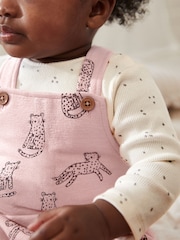 Pink Leopard Baby Jersey Dungarees & Long Sleeve 100% Cotton Bodysuit Set (0mths-2yrs) - Image 4 of 13