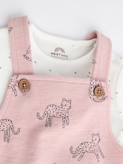 Pink Leopard Baby Jersey Dungarees & Long Sleeve 100% Cotton Bodysuit Set (0mths-2yrs) - Image 8 of 13