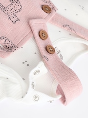 Pink Leopard Baby Jersey Dungarees & Long Sleeve 100% Cotton Bodysuit Set (0mths-2yrs) - Image 9 of 13