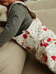 Cream Cherry Print Baby Jersey Dungarees & Long Sleeve 100% Cotton Bodysuit Set (0mths-2yrs) - Image 10 of 10