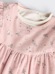 Pink Floral Baby Corduroy 100% Cotton Dungarees and Long Sleeve Bodysuit Set (0mths-2yrs) - Image 10 of 11