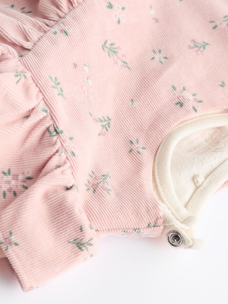 Pink Floral Baby Corduroy 100% Cotton Dungarees and Long Sleeve Bodysuit Set (0mths-2yrs) - Image 11 of 11