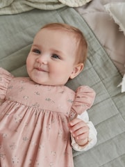 Pink Floral Baby Corduroy 100% Cotton Dungarees and Long Sleeve Bodysuit Set (0mths-2yrs) - Image 4 of 11