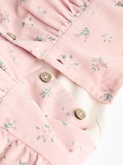 Pink Floral Baby Corduroy 100% Cotton Dungarees and Long Sleeve Bodysuit Set (0mths-2yrs) - Image 8 of 11