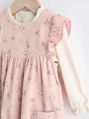 Pink Floral Baby Corduroy 100% Cotton Dungarees and Long Sleeve Bodysuit Set (0mths-2yrs) - Image 9 of 11