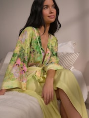 Lime Green Floral Lightweight Robe - Image 1 of 8