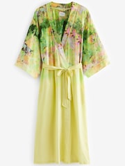 Lime Green Floral Lightweight Robe - Image 7 of 8