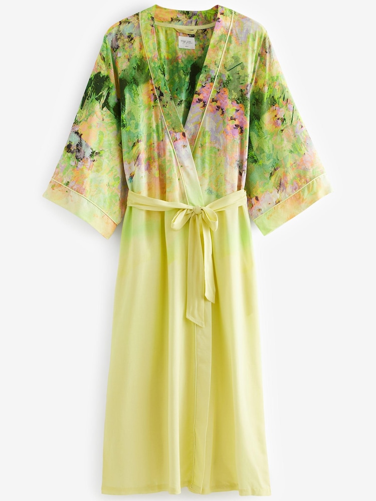 Lime Green Floral Lightweight Robe - Image 7 of 8