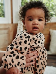 Tan Brown Leopard Print Baby Bloomer Romper with Tights Set (0mths-3yrs) - Image 2 of 14